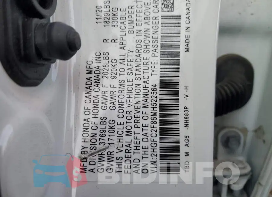 2HGFC2F86MH522564 Photo# 12