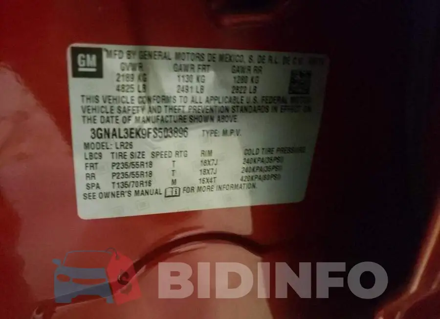3GNAL3EK9FS503896 Photo# 13