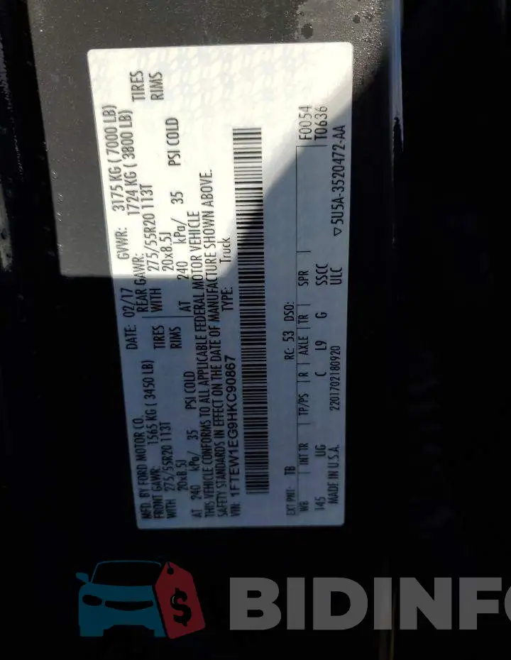 1FTEW1EG9HKC90867 Photo# 10