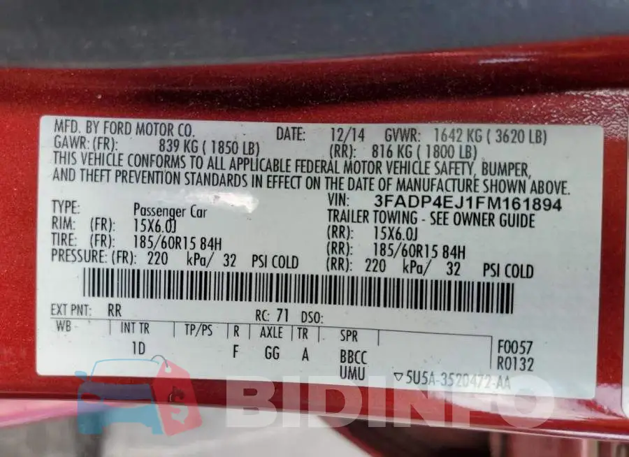 3FADP4EJ1FM161894 Photo# 10