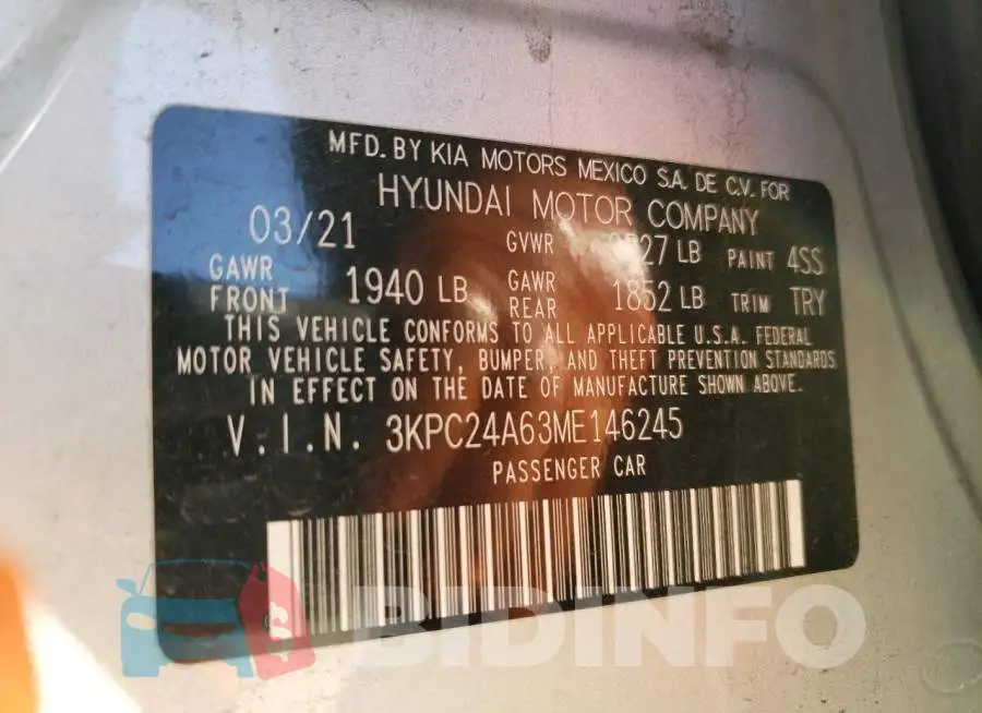 3KPC24A63ME146245 Photo# 12