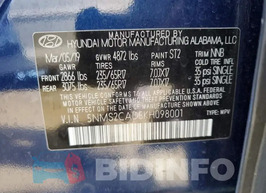 5NMS2CAD5KH098001 Photo# 14