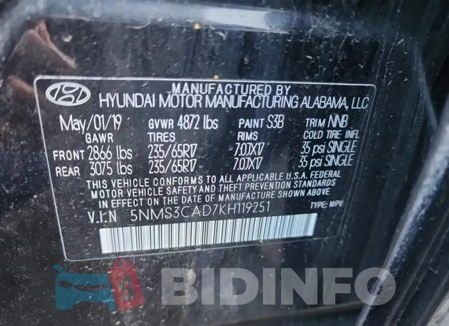 5NMS3CAD7KH119251 Photo# 15