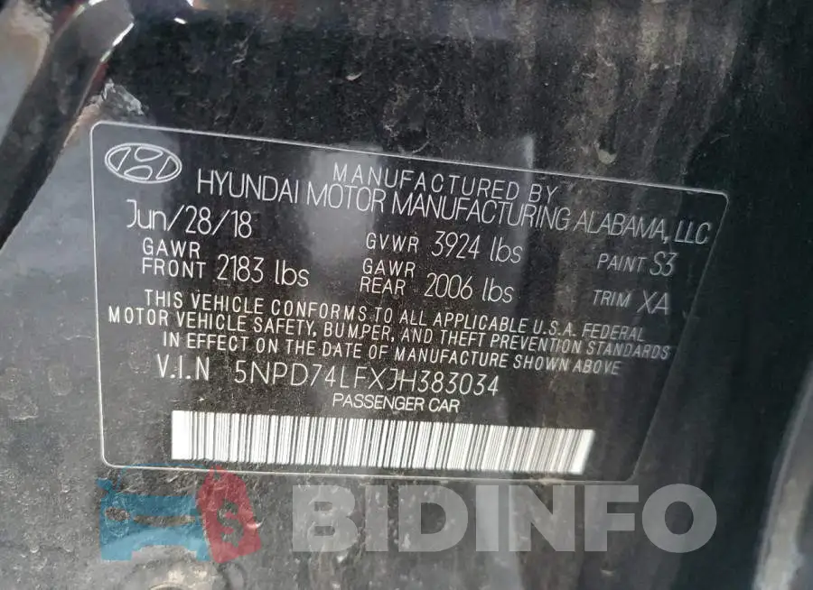 5NPD74LFXJH383034 Photo# 12