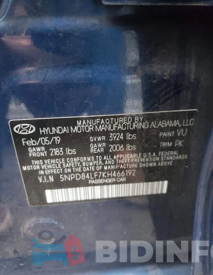 5NPD84LF7KH466192 Photo# 12