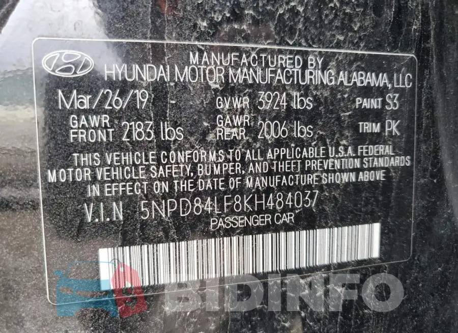 5NPD84LF8KH484037 Photo# 12