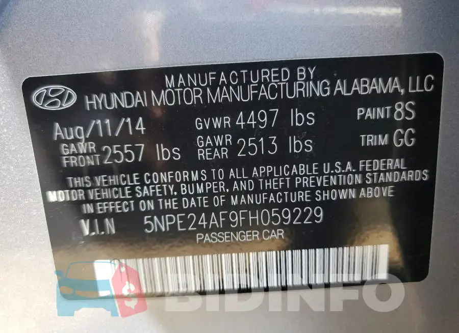 5NPE24AF9FH059229 Photo# 10