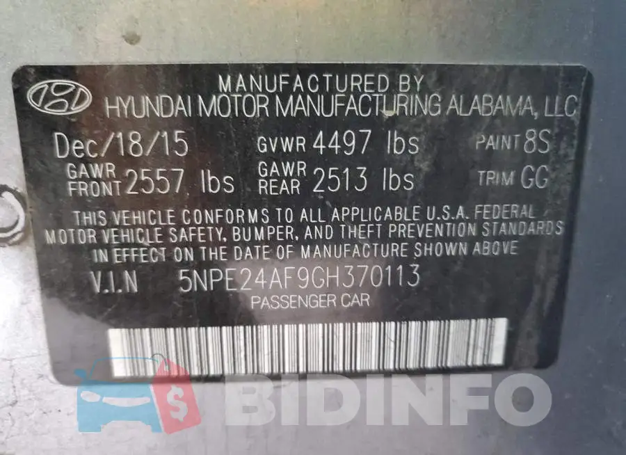 5NPE24AF9GH370113 Photo# 12