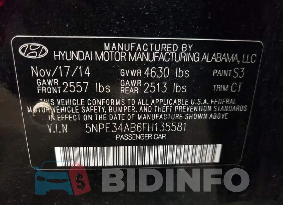 5NPE34AB6FH135581 Photo# 12
