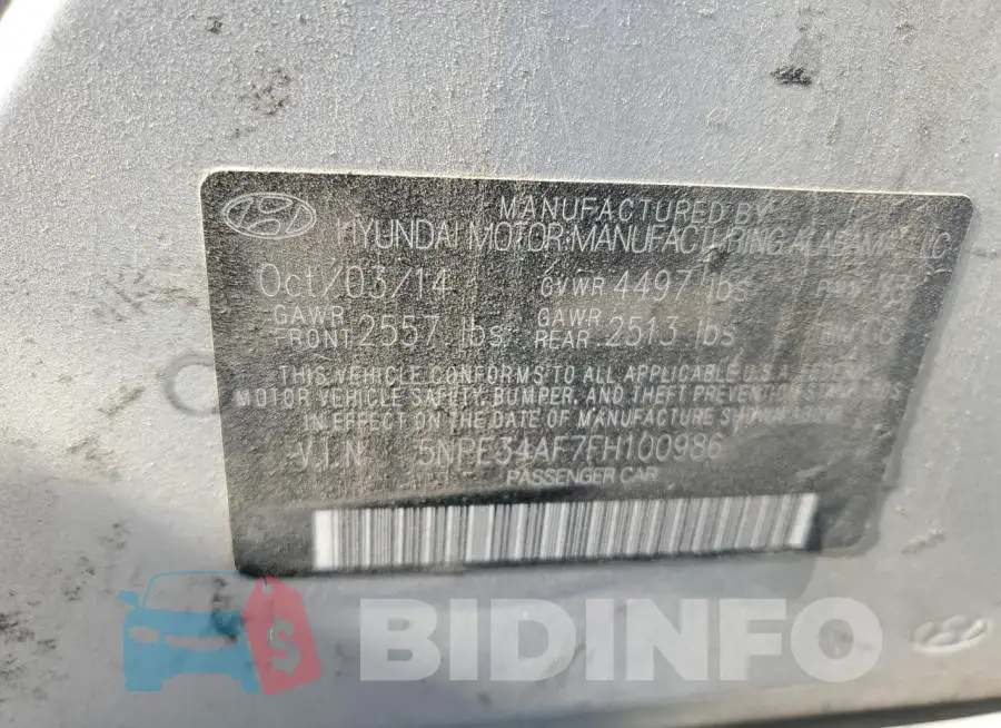 5NPE34AF7FH100986 Photo# 12