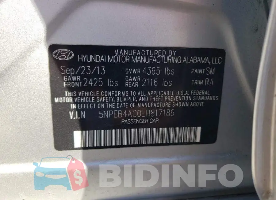 5NPEB4AC0EH817186 Photo# 13