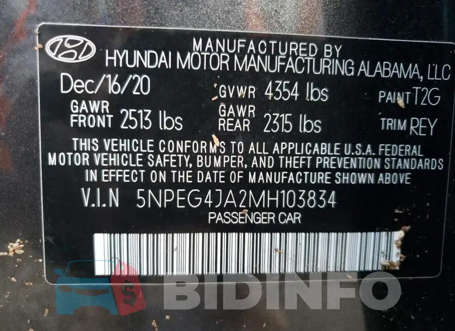 5NPEG4JA2MH103834 Photo# 13