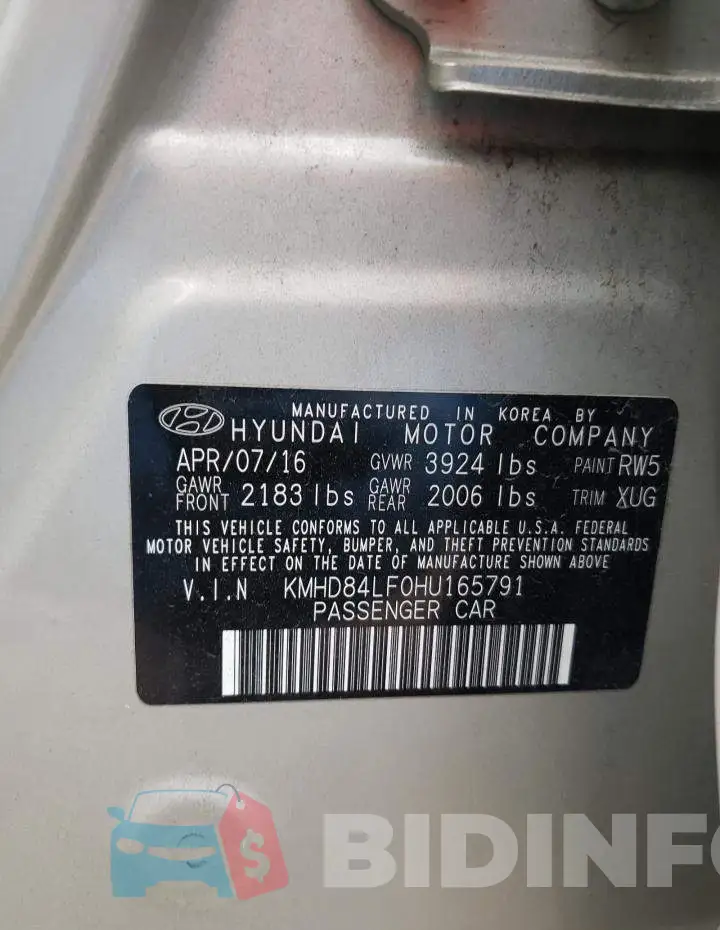 KMHD84LF0HU165791 Photo# 13