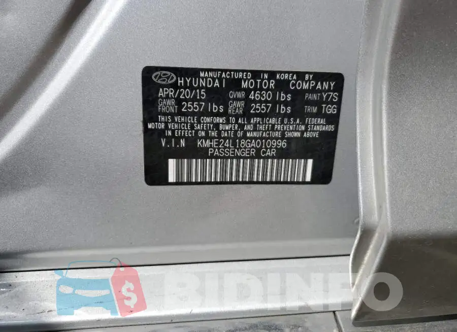 KMHE24L18GA010996 Photo# 10