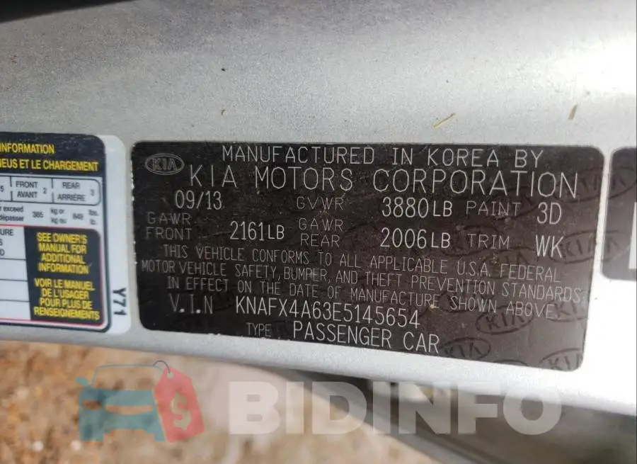 KNAFX4A63E5145654 Photo# 10