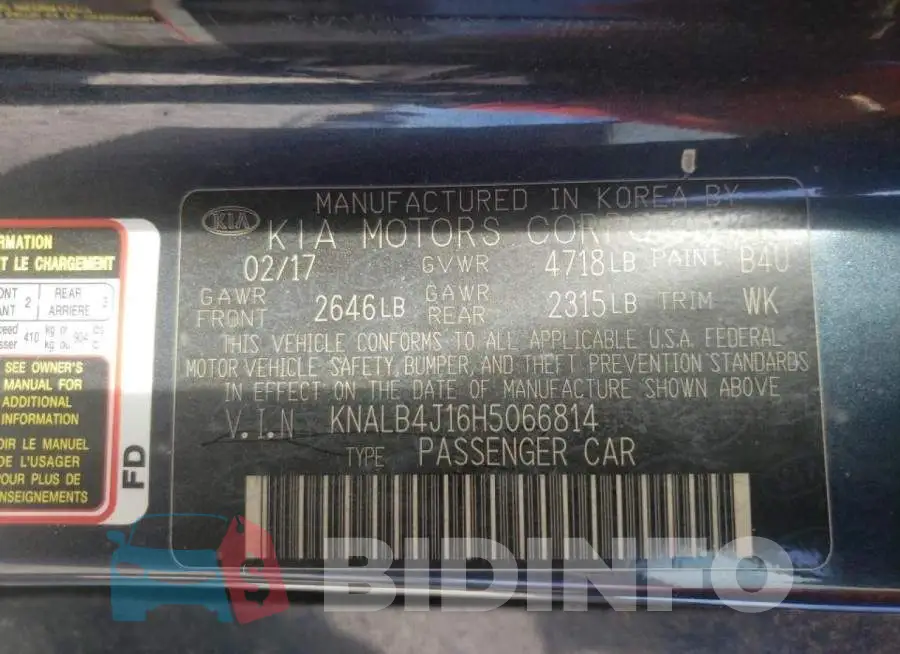 KNALB4J16H5066814 Photo# 10