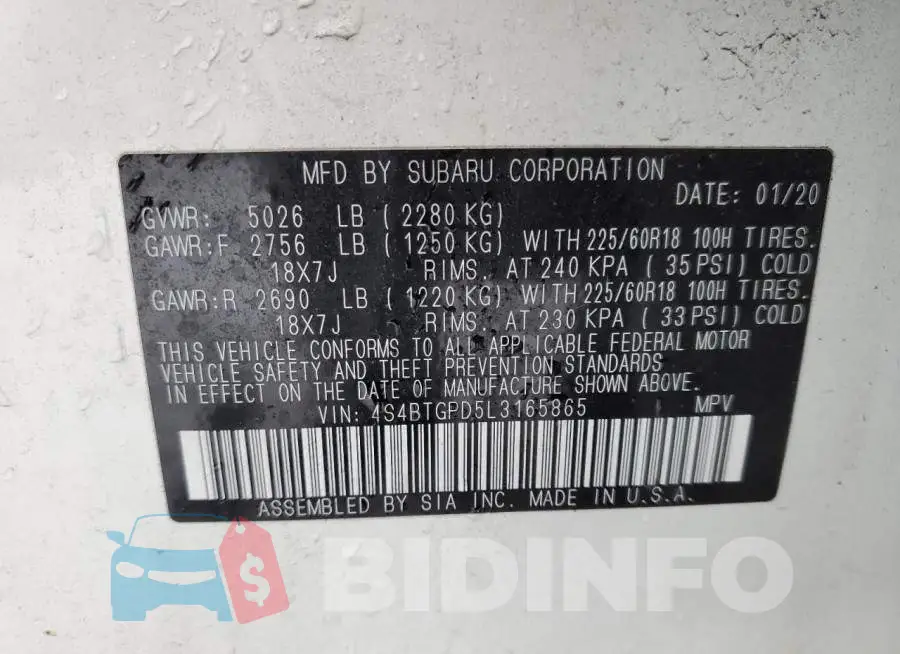 4S4BTGPD5L3165865 Photo# 14