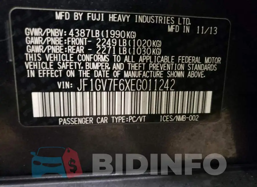 JF1GV7F6XEG011242 Photo# 13