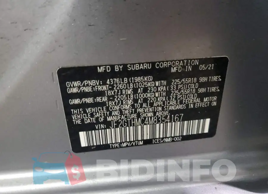 JF2GTHMC4M8354167 Photo# 12