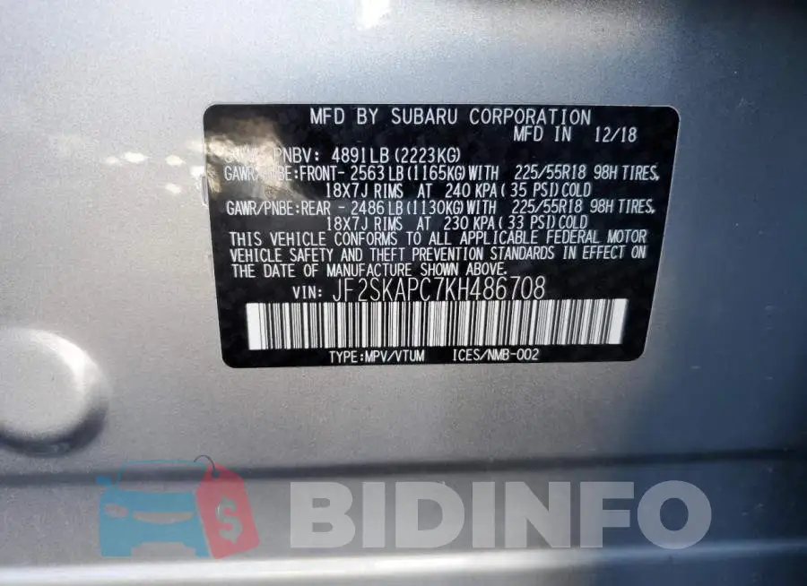JF2SKAPC7KH486708 Photo# 12