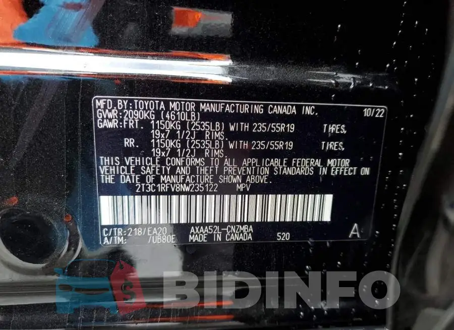 2T3C1RFV8NW235122 Photo# 13