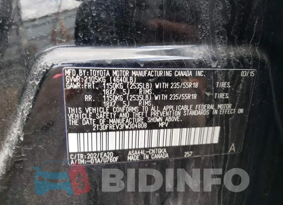 2T3DFREV3FW304808 Photo# 13
