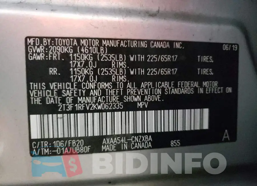 2T3F1RFV2KW062335 Photo# 10