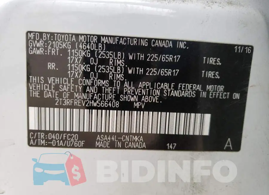 2T3RFREV2HW566408 Photo# 14