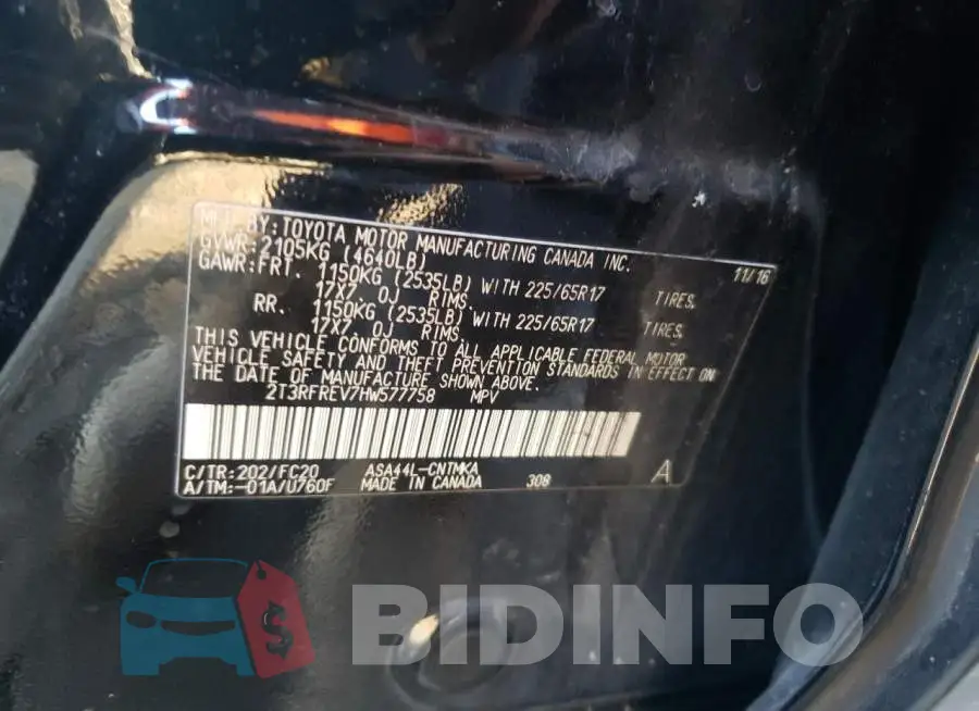 2T3RFREV7HW577758 Photo# 14