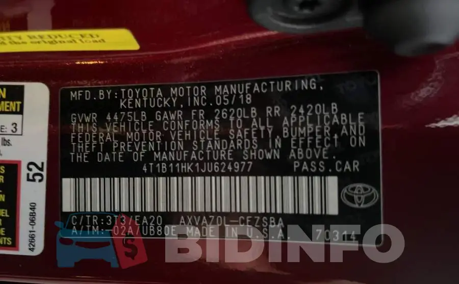 4T1B11HK1JU624977 Photo# 10