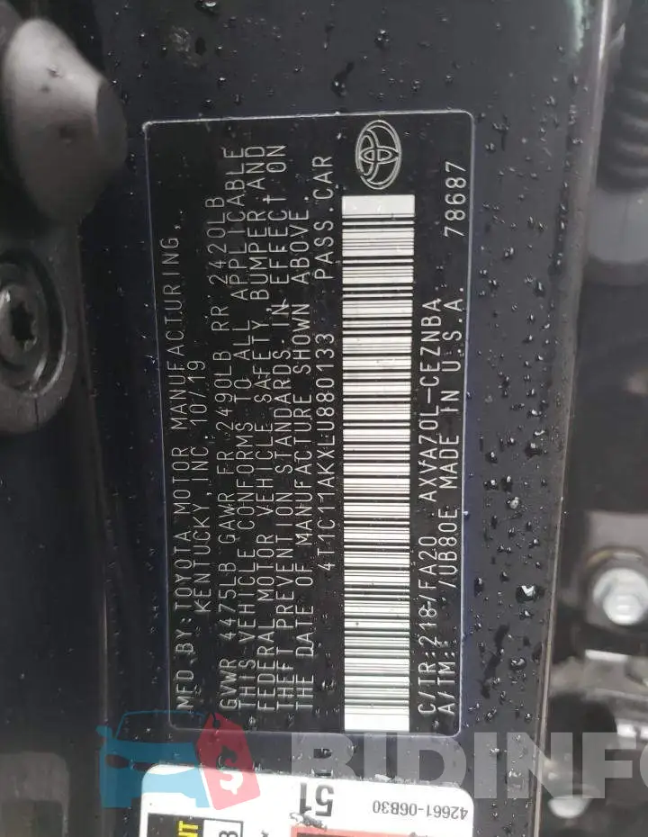 4T1C11AKXLU880133 Photo# 12