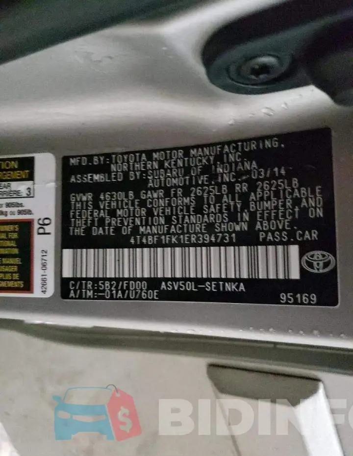 4T4BF1FK1ER394731 Photo# 12