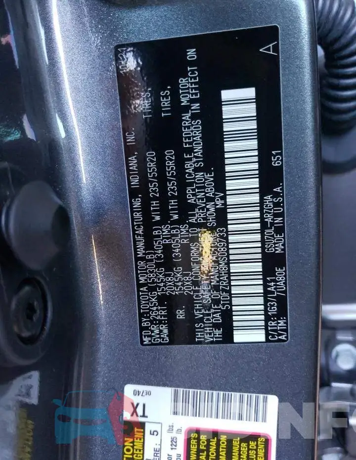 5TDFZRAH8MS089733 Photo# 10