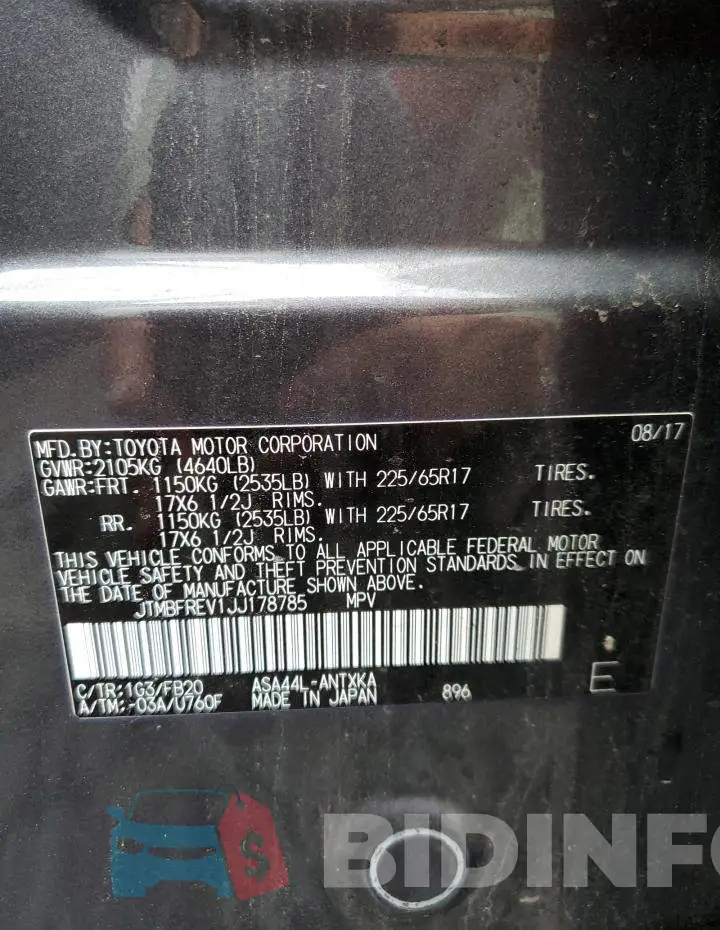 JTMBFREV1JJ178785 Photo# 10