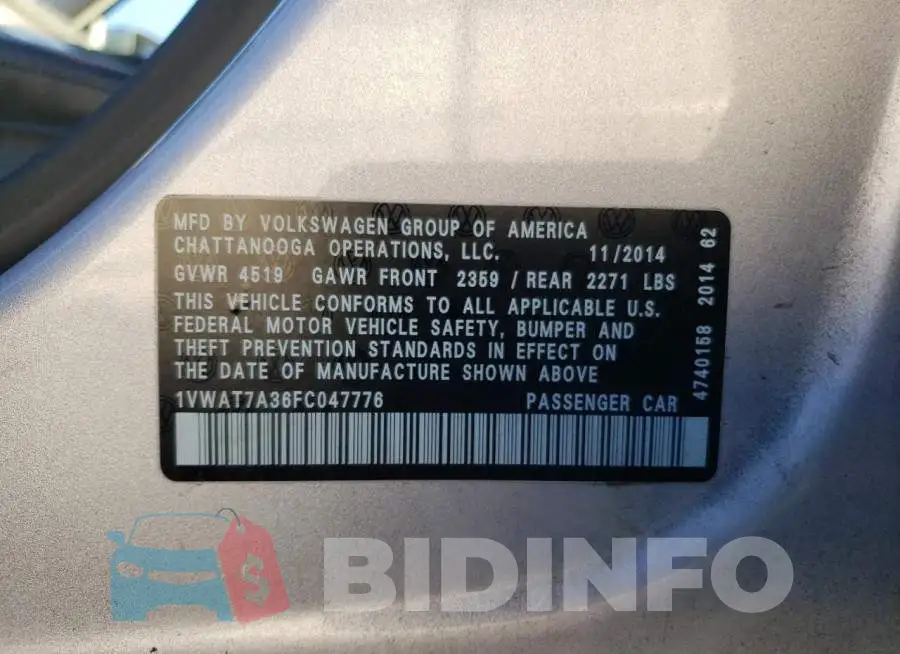 1VWAT7A36FC047776 Photo# 12