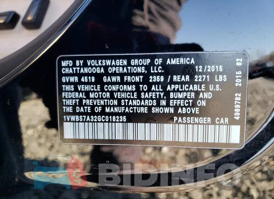 1VWBS7A32GC018235 Photo# 12