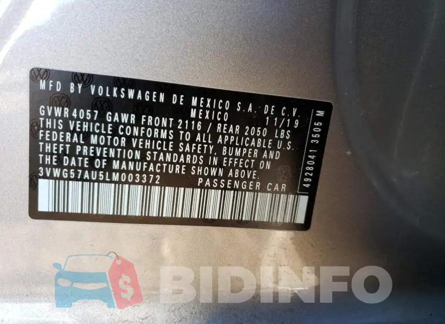 3VWG57AU5LM003372 Photo# 12