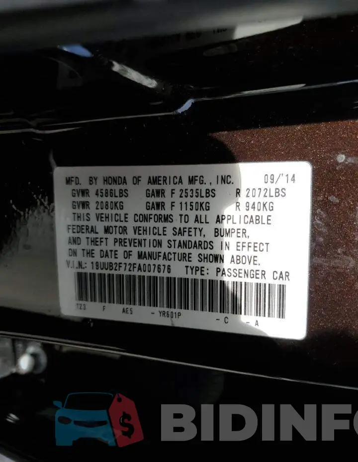 19UUB2F72FA007676 Photo# 12