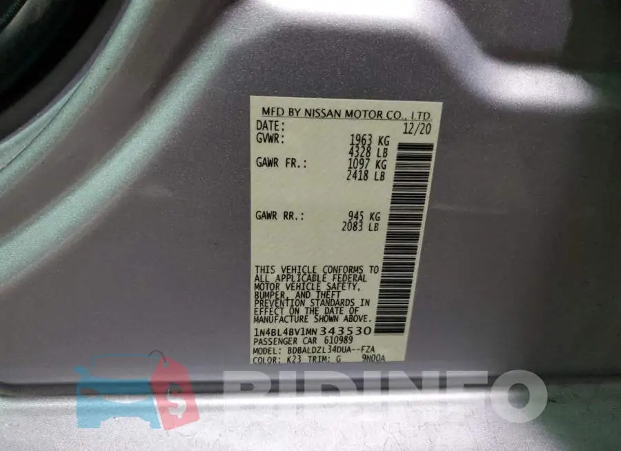 1N4BL4BV1MN343530 Photo# 13