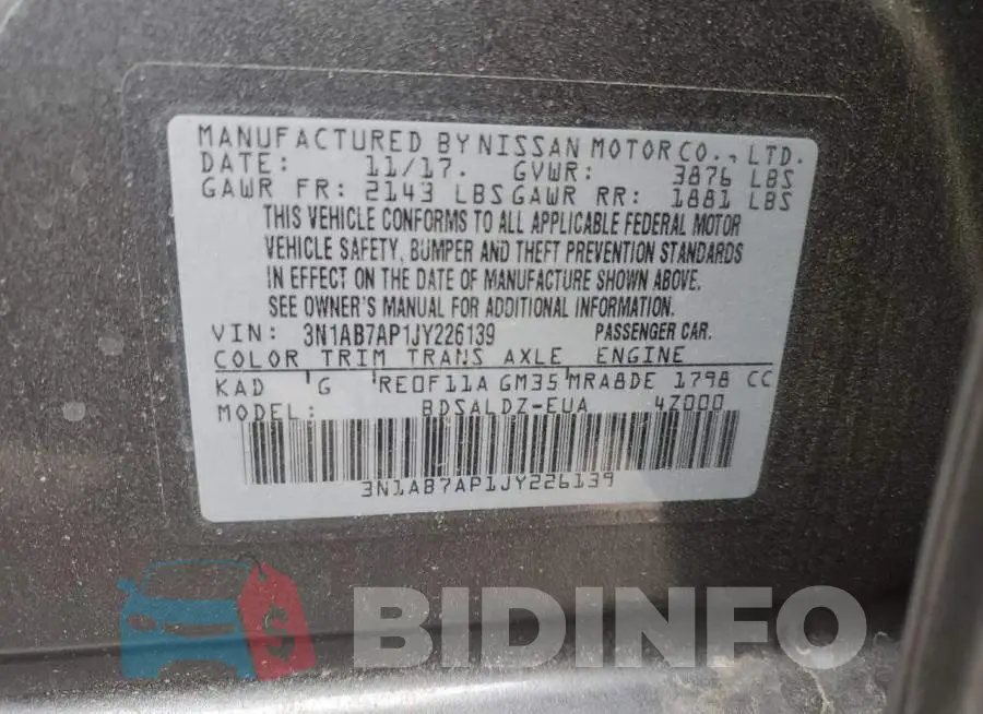 3N1AB7AP1JY226139 Photo# 12