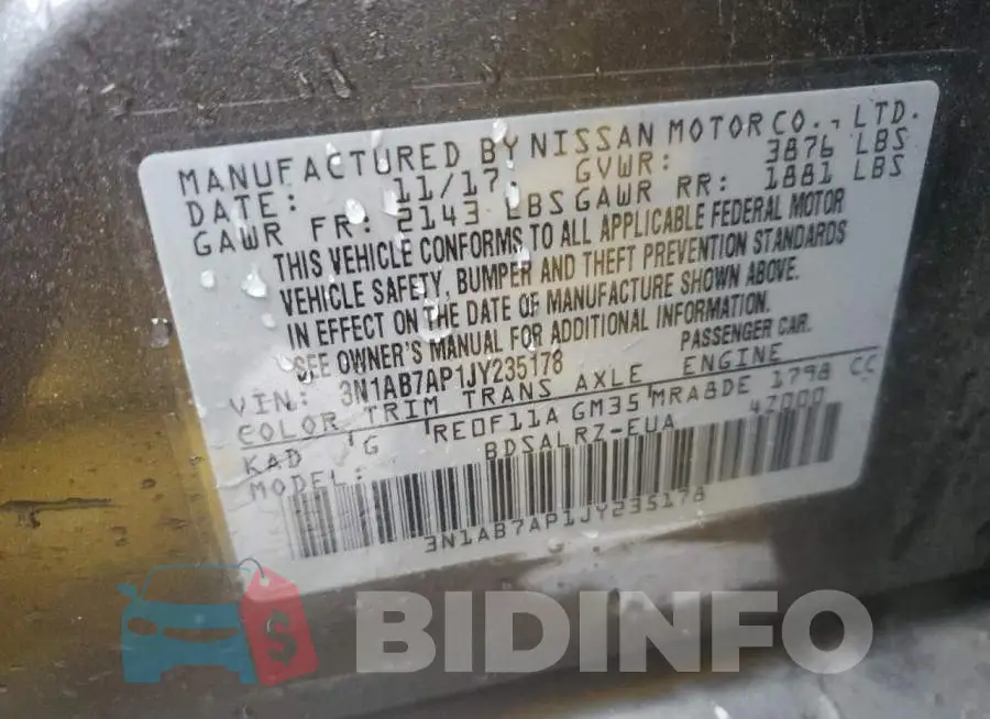 3N1AB7AP1JY235178 Photo# 12