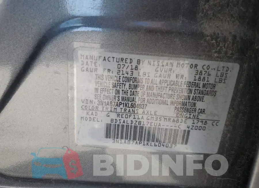 3N1AB7AP1KL604037 Photo# 8
