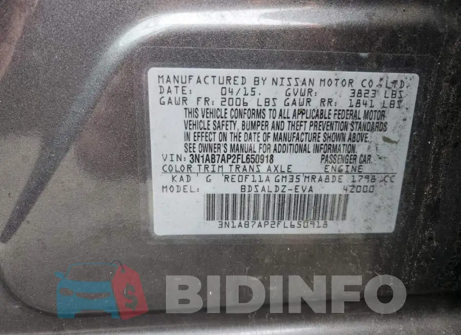 3N1AB7AP2FL650918 Photo# 12