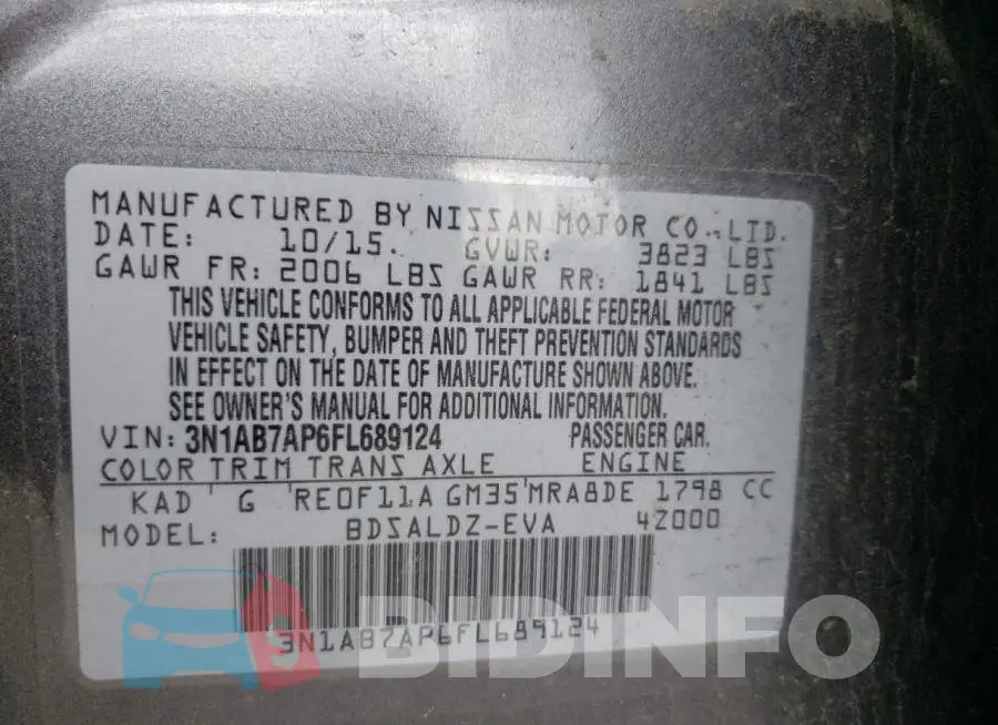 3N1AB7AP6FL689124 Photo# 10