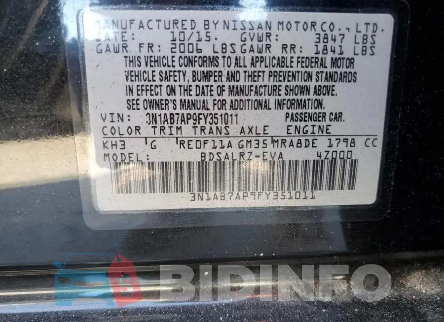 3N1AB7AP9FY351011 Photo# 12