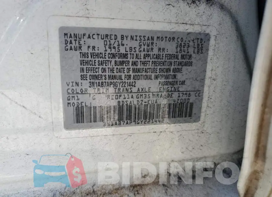 3N1AB7AP9GY221442 Photo# 12