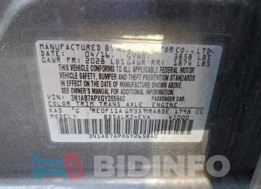 3N1AB7APXGY265840 Photo# 12