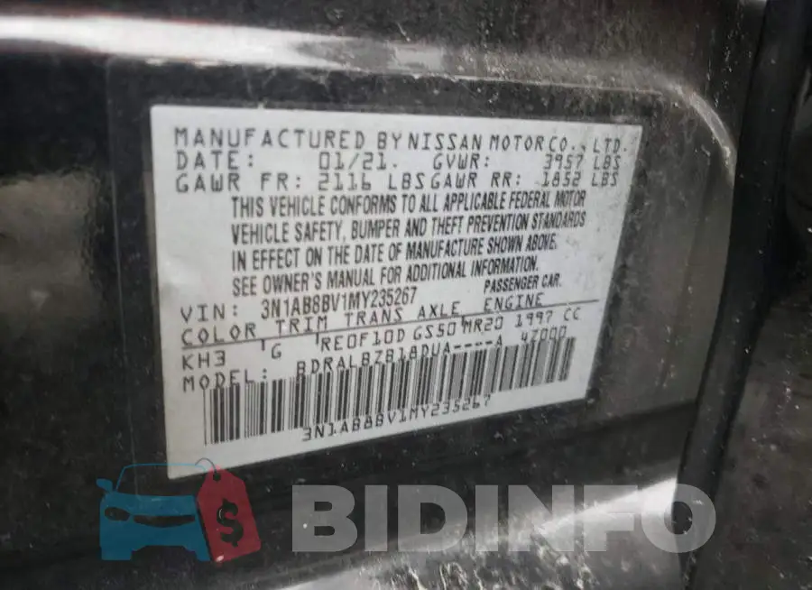 3N1AB8BV1MY235267 Photo# 12