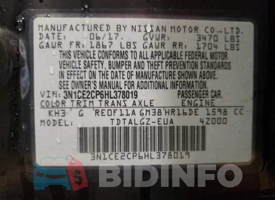 3N1CE2CP6HL378019 Photo# 12