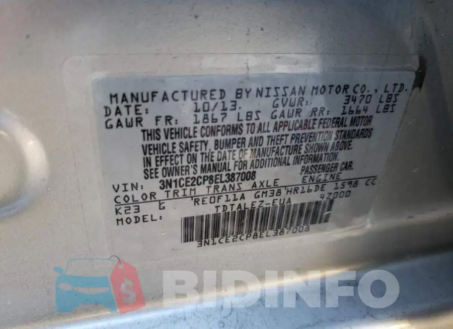 3N1CE2CP8EL387008 Photo# 12